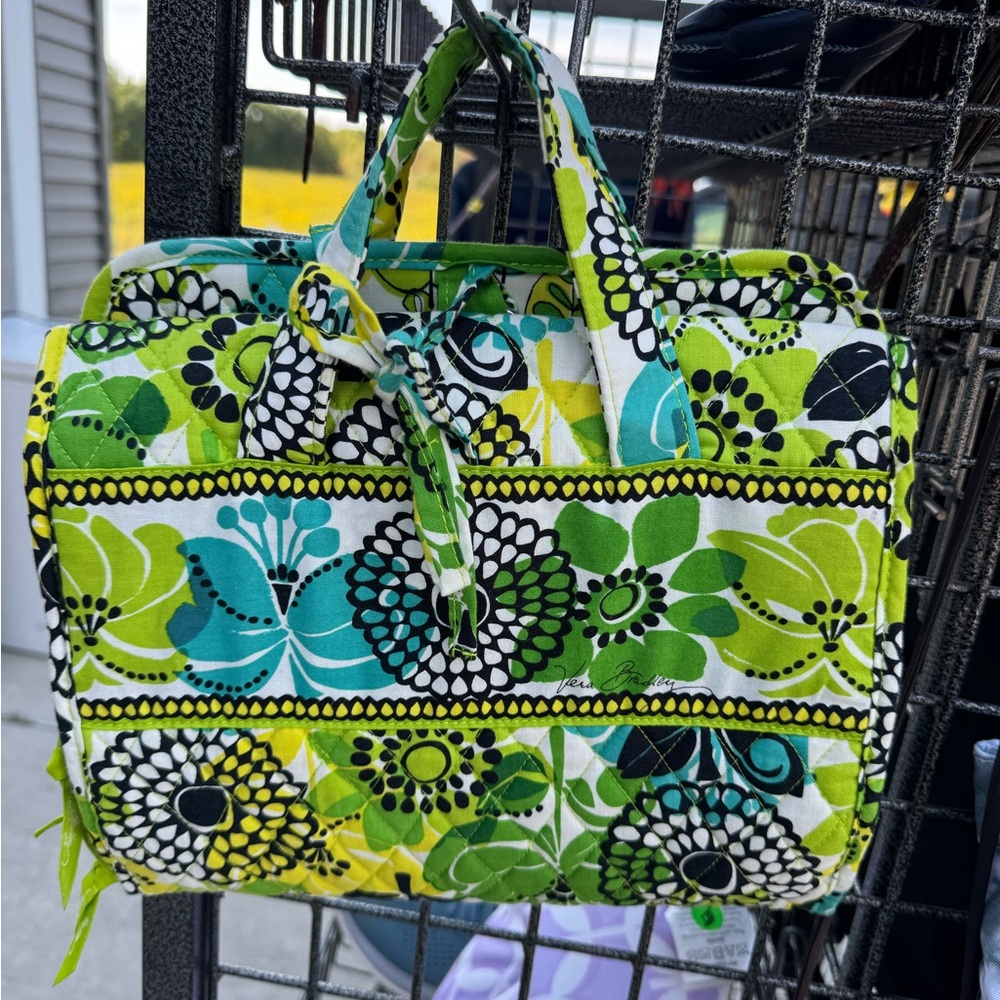 Vera Bradley Green and Blue Floral Cosmetic Bag